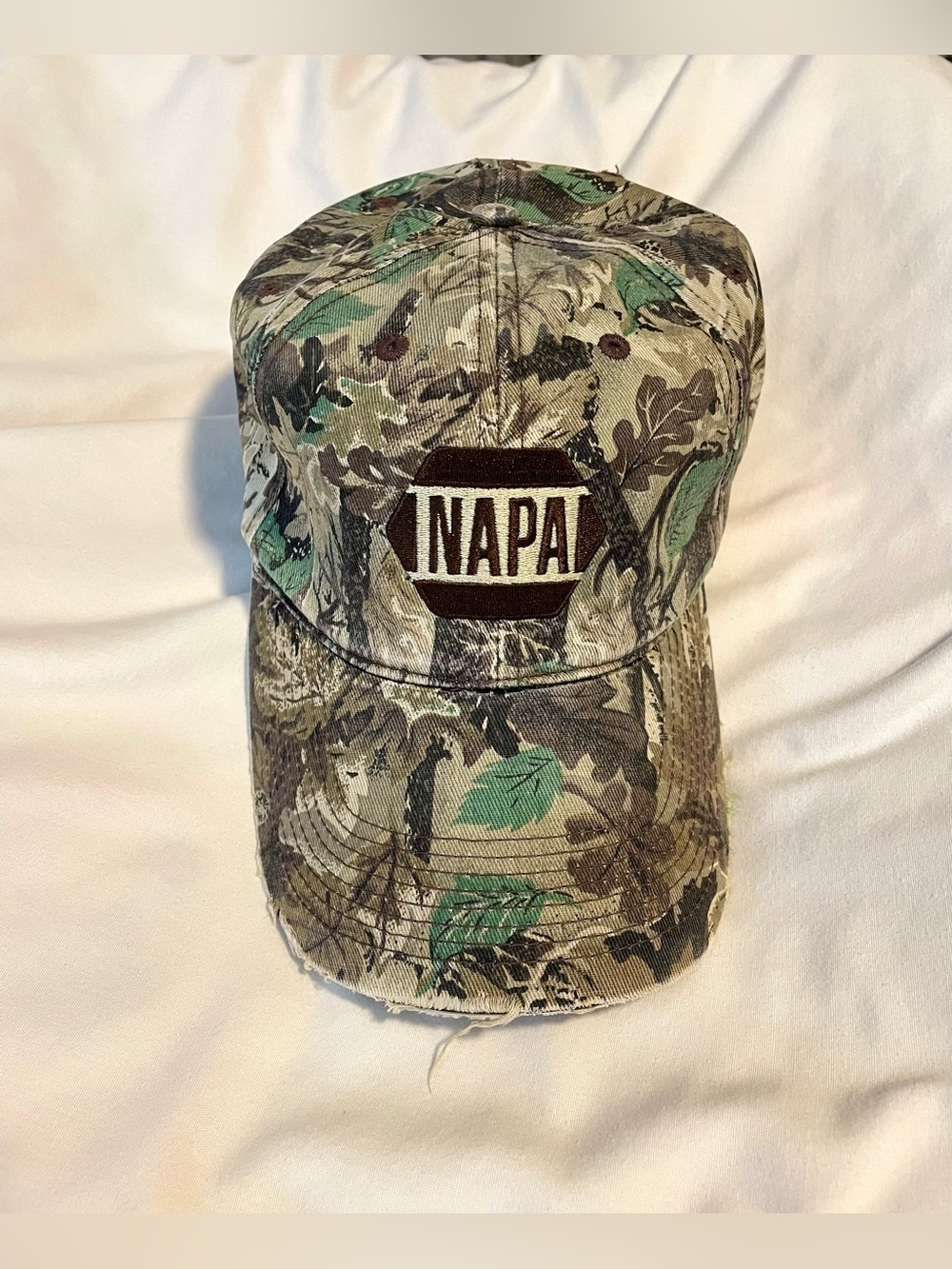 *VINTAGE* NAPA Camo Cap/Hat~Larry Csonka Signature Series - Distressed By Maker